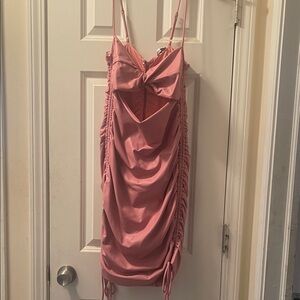 Fashion Nova Pink Faux Leather Mini Dress